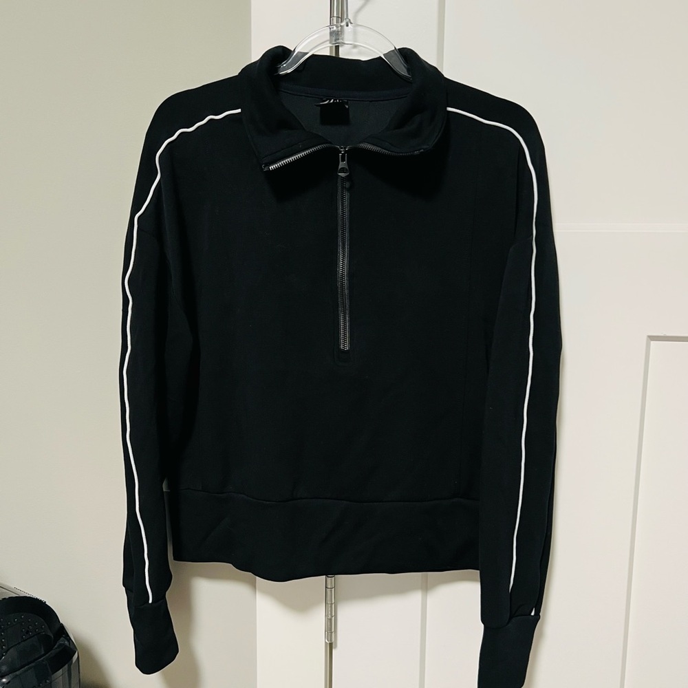 Danskin Black Half Zip Women’s Sweater with White Accents